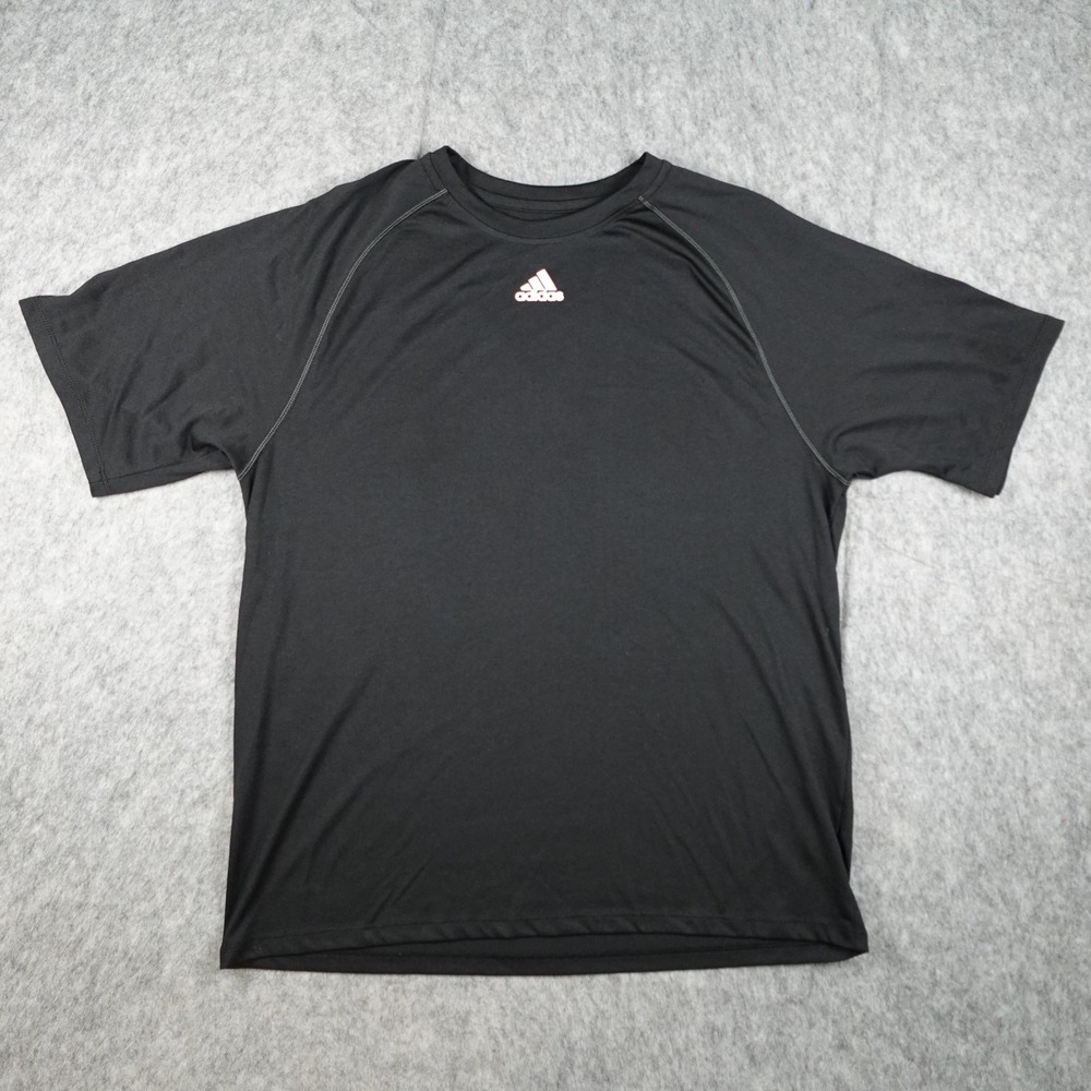 Adidas Shirt Mens Large Black Climalite Short Sleeve Raglan Crew Neck Activewear